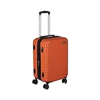 amazon basics valise de voyage à roulettes pivotantes, orange brûlé, 55 cm