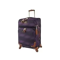 steve madden designer luggage collection – valise légère et souple extensible pour homme et femme – sac de transport durable de 50,8 cm avec 4 roulettes pivotantes, ombre/violet