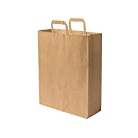 1000 sac papier poignée renforcée marron 16 litres 40 cm haut x 32 large x 12 cm soufflet cabas boutique solide résistant sac vente à emporter sac magasin sac sac commerce sac cadeau emballage