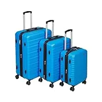 amazon basics valise de voyage à roulettes pivotantes, bleu clair, lot de 3 valises (55 cm, 68 cm, 78 cm)