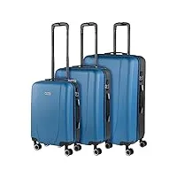 itaca - valises. lot de valise rigides 4 roulettes - valise grande taille, valise soute avion, bagages pour voyages.ensemble valise voyage. verrouillage à combinaison 71100, bleu/anthracite