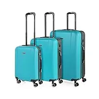 itaca - valises. lot de valise rigides 4 roulettes - valise grande taille, valise soute avion, bagages pour voyages.ensemble valise voyage. verrouillage à combinaison 71100, turquoise/anthracite