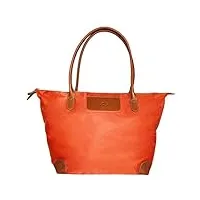 katana sac à main nylon toile et cuir véritable - cabas - 5 coloris - grand format cadeau (orange)