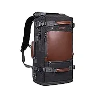 witzman sac à dos de voyage en toile vintage homme femme sac à dos pour ordinateur portable 17 pouces sac à bandoulière (a2021, noir)