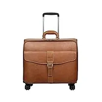 leathario sac de voyage à roulette valise rigide valise cabine cuir sac véritable roulette valise (noir 1)