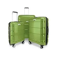 hauptstadtkoffer - britz lot de 3 valises à roulettes extensibles tsa 4 roulettes (s, m & l) vert clair