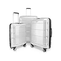 hauptstadtkoffer - britz - valise rigide avec compartiment pour ordinateur portable valise à roulettes valise de voyage extensible tsa, 4 roulettes, blanc., koffer-set, ensemble de valises