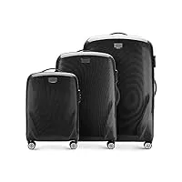 wittchen pc ultra light bagage rigide valise de voyage valise trolley lot de 3 valises en polycarbonate quatre roulettes serrure à combinaison tsa manche télescopique en aluminium taille (s+m+l) noir