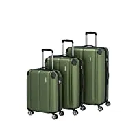 travelite set de valises à 4 roulettes, avec serrure tsa + pli d'extension (sauf taille s), série de bagages city : valise trolley robuste à coque dure avec surface résistante aux rayures