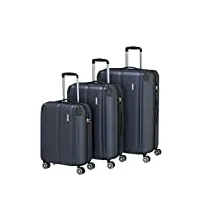 travelite set de valises à 4 roulettes, avec serrure tsa + pli d'extension (sauf taille s), série de bagages city : valise trolley robuste à coque dure avec surface résistante aux rayures