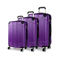 kono ensembles de bagages 3 pièces valises légères en abs rigides 20" 24" 28" violet