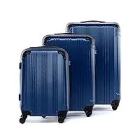 fergÉ set 3 valises rigides à 4 roulettes quÉbec ensemble de bagages trolley voyage bleu