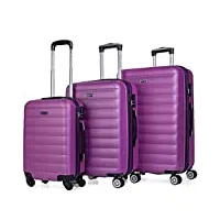 itaca - valises. lot de valise rigides 4 roulettes - valise grande taille, valise soute avion, bagages pour voyages.ensemble valise voyage. verrouillage à combinaison 71200, violet