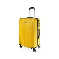 itaca - valise grande taille. rigide 4 roulettes - xxl ultra légère - valise de voyage. combinaison verrouillage t71570, jaune
