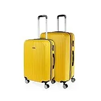 itaca - valises. lot de valise rigides 4 roulettes - valise grande taille, valise soute avion, bagages pour voyages.ensemble valise voyage. verrouillage à combinaison t71500, jaune