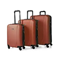 itaca - valises. lot de valise rigides 4 roulettes - valise grande taille, valise soute avion, bagages pour voyages.ensemble valise voyage. verrouillage à combinaison 71100, corail-anthracite