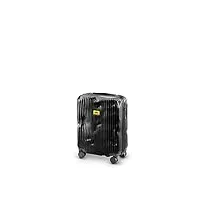 crash baggage - stripe cabin, valise rigide en polycarbonate avec rayures en relief, bagage à main, trolley dimensions 55 x 40 x 22 cm, capacité 36 litres, couleur noir