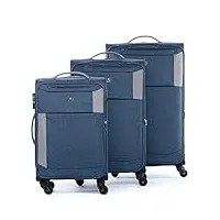 fergÉ set 3 valises voyage en toile extensible saint-tropez bagages douce trois pc 4 roues trolley 4 roulettes pivotantes gris