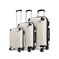 kono valises et sacs de voyage abs léger 4 bagages nouveau beige (set de 3 valises)