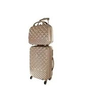 camomilla set de bagages, set de valises, trolley de voyage (40 lt.) + vanity case (15 lt.), matériel rigide, roues pivotantes, serrure à combinaison, couleur doré