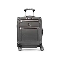 travelpro platinum elite softside bagage à main extensible, valise spinner 8 roues, port usb, homme et femme, international, gris vintage, cabine 49 cm