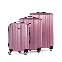 fergÉ set 3 valises rigides à 4 roulettes toulouse ensemble de bagages trolley voyage pink