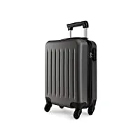 kono valise de voyage rigide abs cabine à main 4 roulettes 48x 30x20 cm (gris)