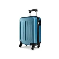 kono valise de voyage rigide abs cabine à main 4 roulettes 48x 30x20 cm (marine)