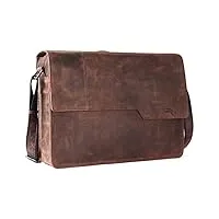 tusc charon hommes cuir sac d'ordinateur portable de 15.6 pouces messenger bag