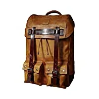 sac à dos décontracté minimaliste en cuir de vache, grande capacité, sac à dos de voyage, sac d'affaires classique - marron - marron, large