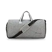 sac à vêtements convertible avec bandoulière, modoker sac de sport à vêtement pour homme et femme – valise à suspendre 2 en 1, sacs de voyage, gris