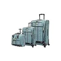 steve madden lot de 3 valises softside spinner motif légendes turquoise
