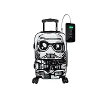 tokyoto valise trolley pour enfants garçons 55x35x20 55x40x20 cm/valise bagage sac de voyage avec serrure tsa, valise prête à charger les portables, connexion usb white soldier