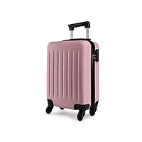 kono valise de voyage rigide abs bagage cabine à main 4 roulettes 48x30x20 cm (rose)
