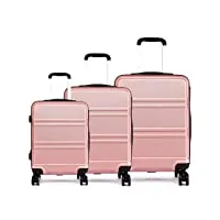 kono 3pcs set de bagages 4 roues spinner trolley valise bagage abs léger 20 "24" 28 "(ensemble 3 pièces nu)