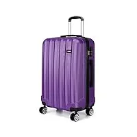 kono valise de voyage a roulettes rigide abs bagage violet (24" moyenne)