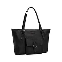 leabags sac à main pour femmes | shopper en cuir véritable de qualité supérieure | sac ordinateur portable 16 pouces | sac d'affaires | sac pour travail, université ou shopping | nature noir
