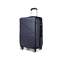 kono valise moyenne 65cm, bagage de voyage à main rigide en abs valise trolley ultra léger avec 4 roulettes (marine)