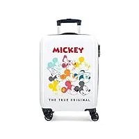 disney mickey magic valise trolley cabine blanc 37x55x20 cms rigide abs serrure à combinaison 33l 2,8kgs 4 roues doubles bagage à main