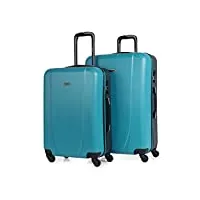 itaca - valises. lot de valise rigides 4 roulettes - valise grande taille, valise soute avion, bagages pour voyages.ensemble valise voyage. verrouillage à combinaison 71116, turquoise/anthracite
