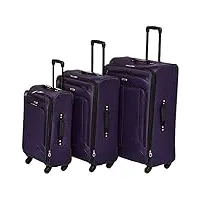 american tourister pop max softside bagage à roulettes pivotantes pop max softside bagage avec roulettes pivotantes, violet, 3-piece set (21/25/29), pop max valise souple à roulettes pivotantes