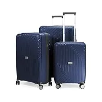hauptstadtkoffer - chariot à bagages à main léger, valise cabine 55 cm, 4 roulettes doubles, tsa, bleu foncé, handgepäck, bagage à main
