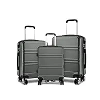 kono ensemble de 3 valises à la mode en abs léger, avec mallette de transport rigide, avec 4 roulettes, valise 20 ", 24", 28 "