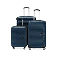 hauptstadtkoffer mitte - lot de 3 valises - valise bagage à main 55 cm, valise moyenne 68 cm + grande valise de voyage 77 cm, coque rigide abs, tsa, bleu foncé