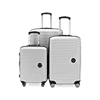 hauptstadtkoffer mitte - lot de 3 valises - valise bagage à main 55 cm, valise moyenne 68 cm + grande valise de voyage 77 cm, coque rigide abs, tsa, blanc mat
