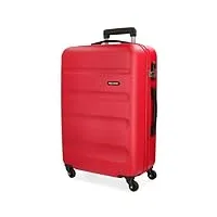 roll road flex valise moyenne rouge 46x64x23 cms rigide abs serrure à combinaison 56l 3,1kgs 4 roues