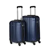 itaca - valises. lot de valise rigides 4 roulettes - valise grande taille, valise soute avion, bagages pour voyages.ensemble valise voyage. verrouillage à combinaison 771115, bleu marine