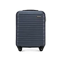 wittchen valise de voyage bagage à main valise cabine valise rigide en abs avec 4 roulettes pivotantes serrure à combinaison poignée télescopique groove line taille s bleu foncé