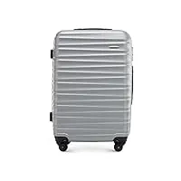 wittchen valise de voyage bagage à main valise cabine valise rigide en abs avec 4 roulettes pivotantes serrure à combinaison poignée télescopique groove line taille m gris