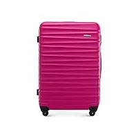 wittchen valise de voyage bagage à main valise cabine valise rigide en abs avec 4 roulettes pivotantes serrure à combinaison poignée télescopique groove line taille l rose